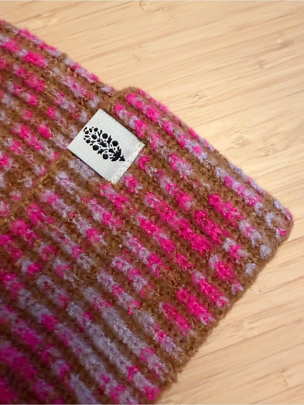 Free People Ribbed Beanie in Pink, Brown & Light Gray - Picture 2 of 4